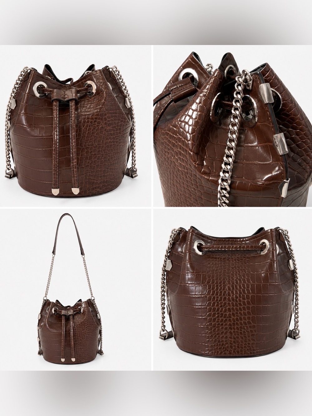 Zara handbag crocodile print bucket  👜